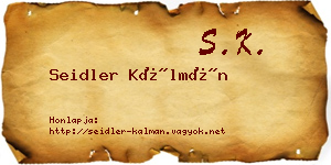 Seidler Kálmán névjegykártya